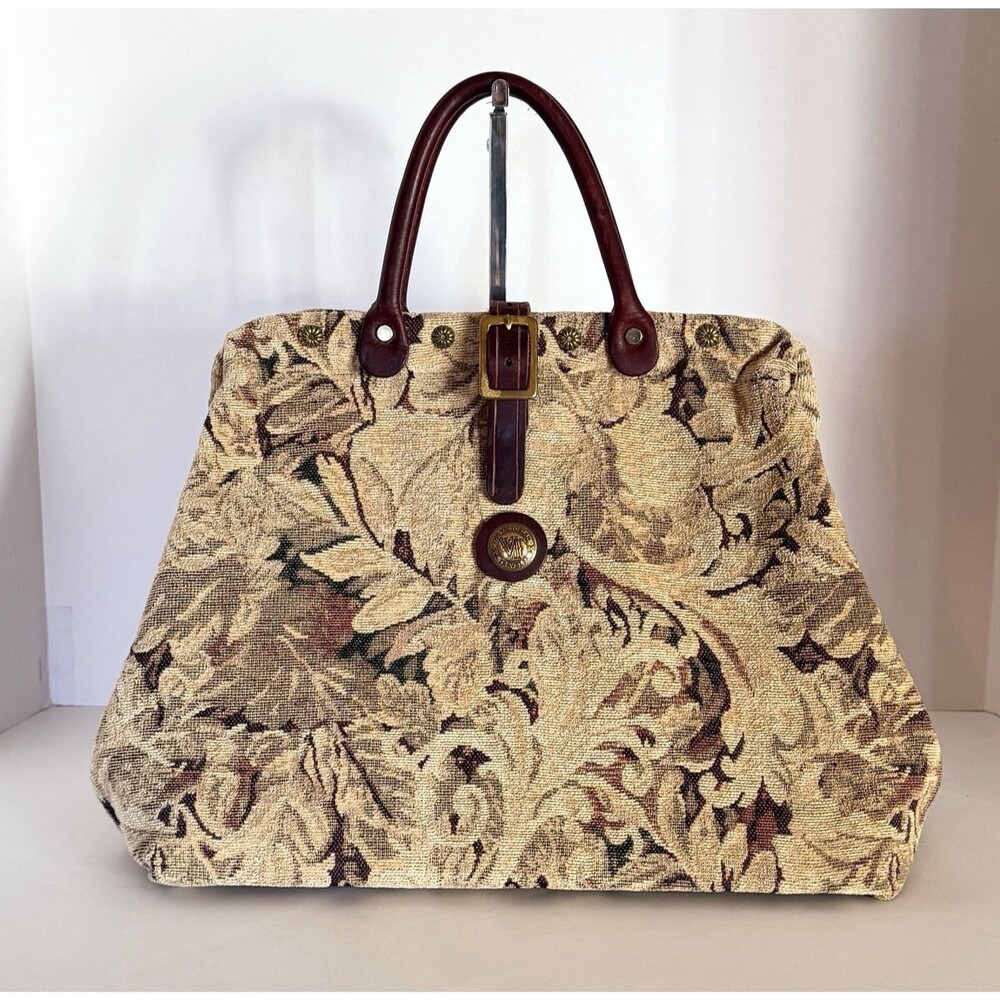 Victorian Style Tapestry Carpet Travel Bag Leather Handles By Victorian Traveler